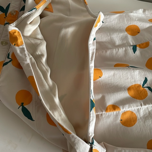 Anthropologie Maeve Dylan Mierzwinskie Colette Orange Fruit Midi Dress size S - Picture 9 of 9